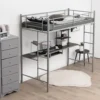 COSTWAY Hochbett Mit Schreibtisch, Etagenbett Mit 2 Leitern, Stockbett Aus Metall, Bettrahmen Für Teenager Und Erwachsene (Silber) -Barbie Store 79a0208f7e0332f82ee03d607f7308e2