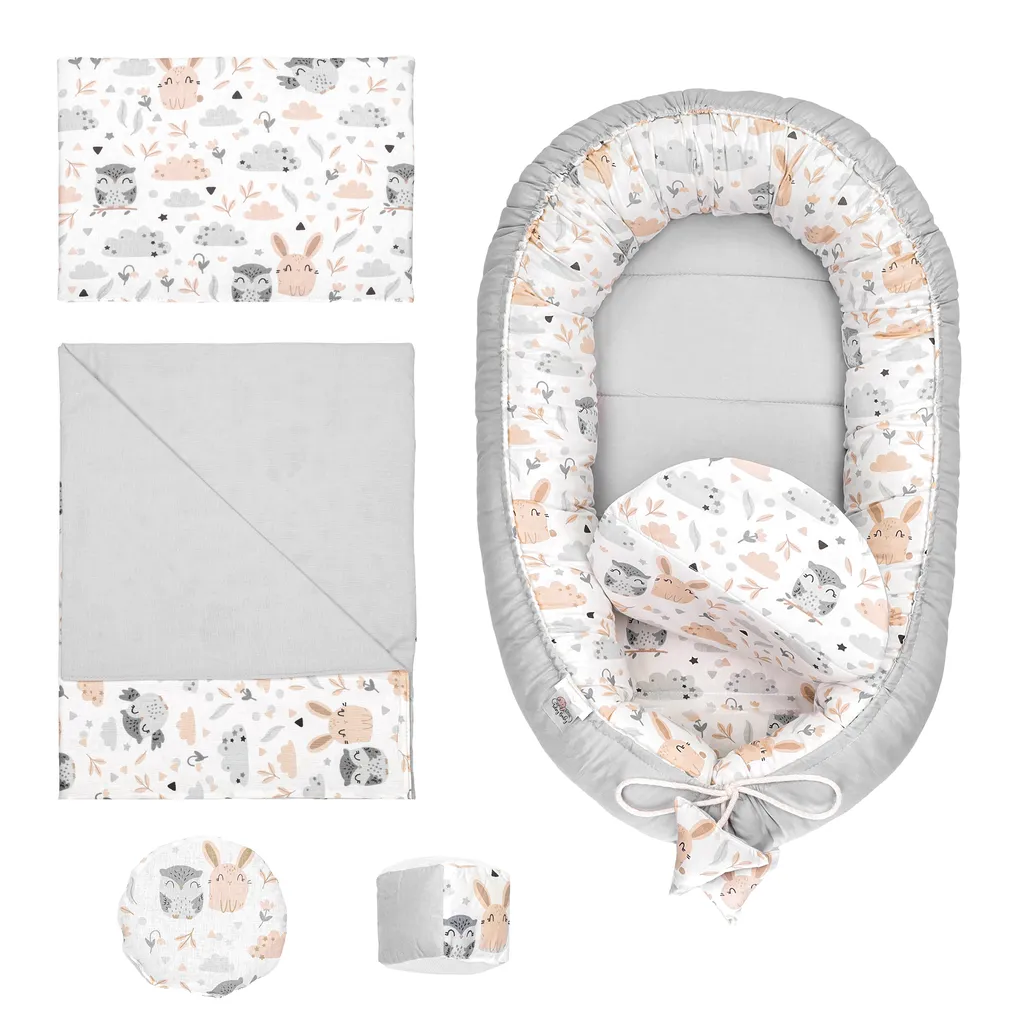 Babynestchen Set Neugeborene 90x50 Cm Baumwolle - Kuschelnest Baby Nestchen 6-teilig Kokon Mit Sinneswürfel Wärmekissen Eule 3 Babynestchen Set Neugeborene 90x50 Cm Baumwolle - Kuschelnest Baby Nestchen 6-teilig Kokon Mit Sinneswürfel Wärmekissen Eule