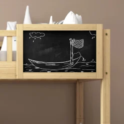 Merax Etagenbett 90x200cm Kinderbett Mit Rechtwinkliger Treppe Und Tafel, Zaun Und Rädern, Stockbett Rahmen Aus Kiefer, Teilbar Zu 2 Einzelbetten, Natur -Barbie Store 7a2e14128022c4fcd43b1554c60c2370