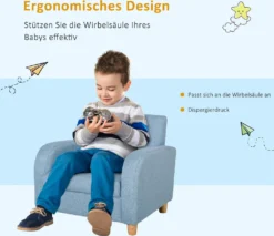 HOMCOM Kindersessel Kindersofa Mit Dickem Schaumstoff Und Dicken Sitzkissen Kindercouch Stuhl Liegesofa Mit Anti-Rutsch-Füßen Für 3-8 Jahre Kinder Holz Leinen Schaumstoff Blau 49x45x44,5 Cm -Barbie Store 7aa5358b3586854ac83dd1722de140b3