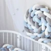 Bettschlange Geflochten Bettumrandung, Babybett Nestchen Stossfaenger Dekoration, Bettrolle Für Krippe Kinderbett 200CM Weiß+Grau+Blau -Barbie Store 7b59f1ab76f3c00f12d97617dd04d0d1