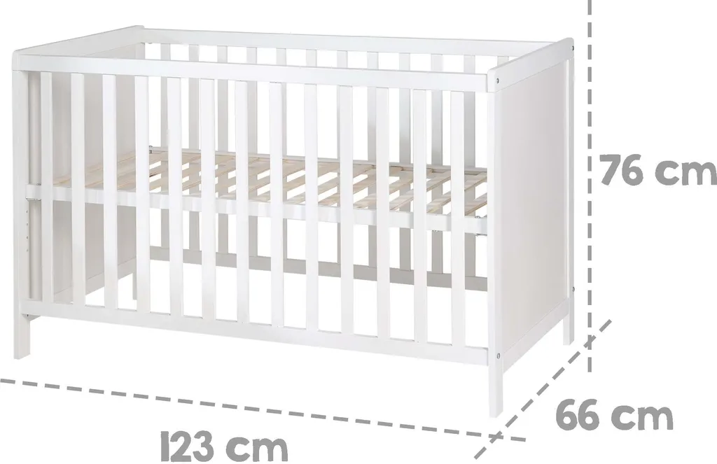 Roba Mulitfunktionsbett Sterne Grau Mit Beistellfunktion, Lattenrost, Matratze, Bettreduzierer, Himmel, Himmelstange, Kinderbett, Anstellbett, Babybett, Höhenverstellbar, Liegefläche 60x120 Cm, Weiß 6 Roba Mulitfunktionsbett Sterne Grau Mit Beistellfunktion, Lattenrost, Matratze, Bettreduzierer, Himmel, Himmelstange, Kinderbett, Anstellbett, Babybett, Höhenverstellbar, Liegefläche 60x120 Cm, Weiß – Bild 4