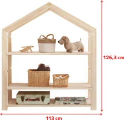 Selsey Kinderregal JAFARI - Standregal In Hausform Aus Kiefernholz Mit 3 Ablagen, Ca. 126x113x40 Cm -Barbie Store 7d810a3915be68f3f3b342190296f3db