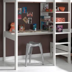 Vipack Hochbett Pino Mit Schreibplatte Und Sesselbett - Kiefer Massiv Weiß Lackiert, Maße: 208 Cm X 175 Cm X 206 Cm; PIOLZB14 -Barbie Store 7e0e271379697831de41eda6e69e0552