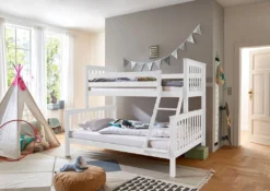 RELITA - Etagenbett 90/140 X 200 Cm Liegefläche Kick Buche Massiv Weiß Lackiert