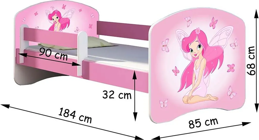 ACMA Jugendbett Kinderbett Junior-Bett Komplett-Set Mit Matratze Lattenrost Und Rausfallschutz Rosa 07 Rosa Fee 180x80 4 ACMA Jugendbett Kinderbett Junior-Bett Komplett-Set Mit Matratze Lattenrost Und Rausfallschutz Rosa 07 Rosa Fee 180x80 – Bild 2