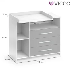 Vicco Wickelkommode Oskar Weiß Grau 113 X 100 X 53 Cm Holzwerkstoff -Barbie Store 816aa6ee6e0a820463b33981d8348090