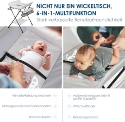 EINFEBEN Baby Wickeltisch Mulde Badewanne Höhenverstellbare Klappbar Wickelkommode Klappbarer Höhenverstellbarer Mit Auflage Mit Abschließbaren Rädern Sicherheitsgurt 11 EINFEBEN Baby Wickeltisch Mulde Badewanne Höhenverstellbare Klappbar Wickelkommode Klappbarer Höhenverstellbarer Mit Auflage Mit Abschließbaren Rädern Sicherheitsgurt -Barbie Store 82252e67e295390c4bae1994d0abfc2b 1
