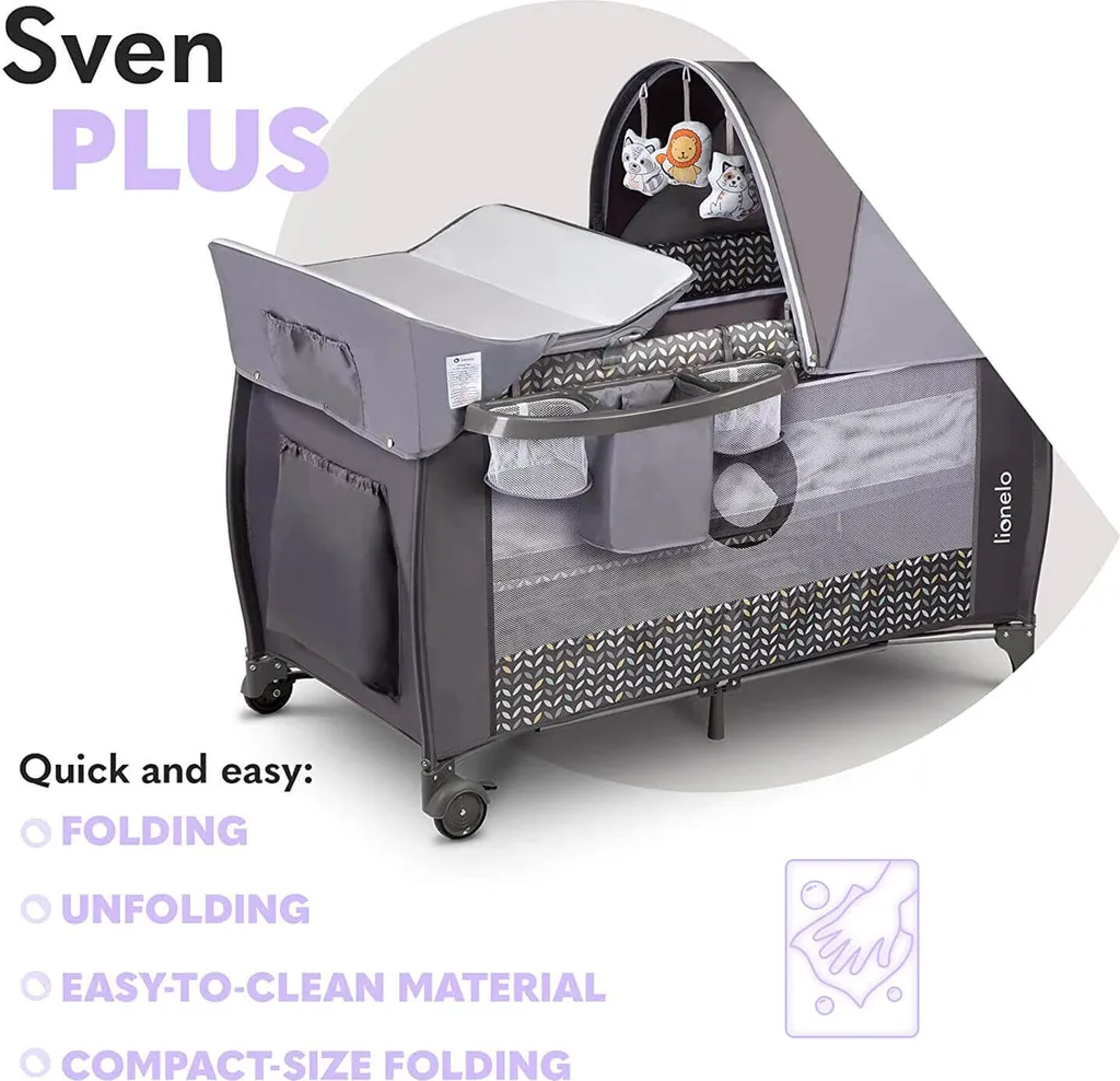 Reisebett Lionelo Sven Plus Grey Scandi Babybett Kinderbett Mit Wickelablage Klappbar 10 Reisebett Lionelo Sven Plus Grey Scandi Babybett Kinderbett Mit Wickelablage Klappbar – Bild 8