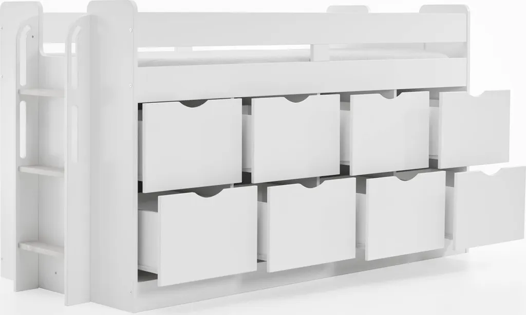 Funktions-/Hochbett FLORI, LF 90 X 200 Cm Inkl. Lattenrost Und 8 Großen Schubladen 10 Funktions-/Hochbett FLORI, LF 90 X 200 Cm Inkl. Lattenrost Und 8 Großen Schubladen – Bild 8