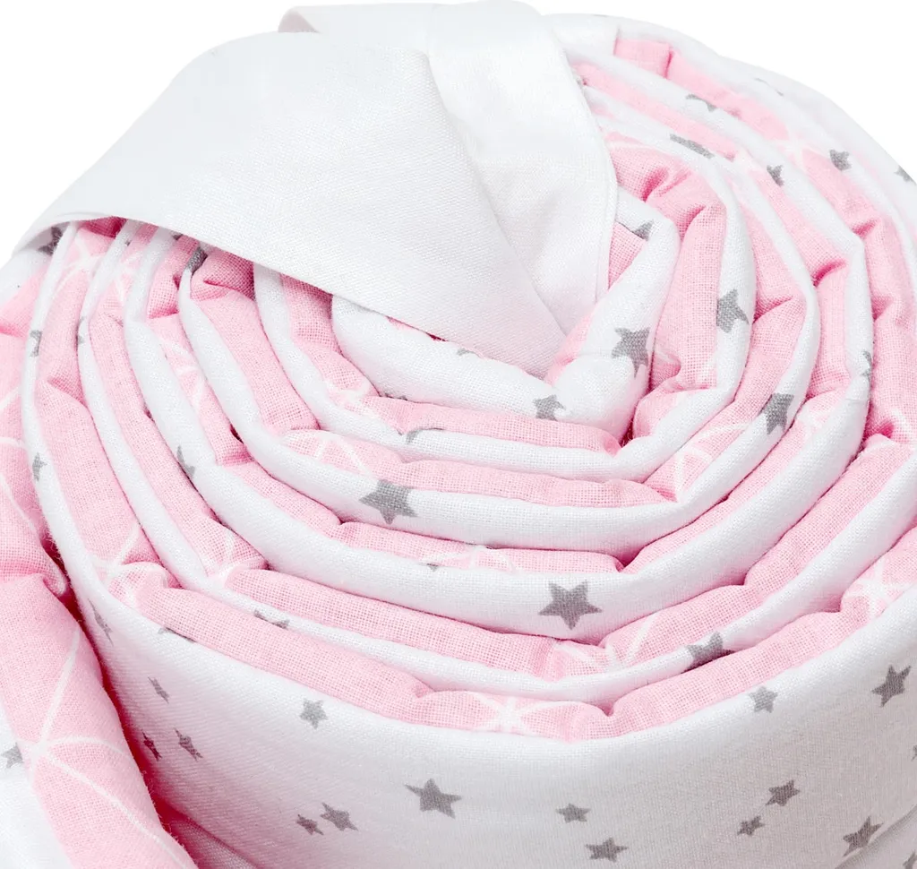 Bellochi Kantenschutz Baby Babybett Umrandungen Nestchen Kopfschutz Gitterbett Umrandung 180x30 Cm - 100% Baumwolle - Für Kinderbett Mit Rausfallschutz Baby Beistellbett 120x60 Cm - Rosa Und Weiß - Aurora 4 Bellochi Kantenschutz Baby Babybett Umrandungen Nestchen Kopfschutz Gitterbett Umrandung 180x30 Cm - 100% Baumwolle - Für Kinderbett Mit Rausfallschutz Baby Beistellbett 120x60 Cm - Rosa Und Weiß - Aurora – Bild 2