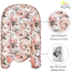 Babynest Neugeborene Nestchen Baby 90x50 Cm - Kokon Handmade Zweiseitig Aus Baumwolle Waffel Mit Babynestchen Wilde Rose Rosa -Barbie Store 852541df9cda6b7928f233aaeaa714fa