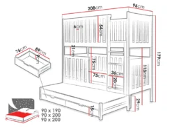 Mirjan24 Etagenbett Okawango, Bett Mit Bettschubladen, Hochbett, Jugendzimmer, Jugendbett (Farbe: Weiß, Größe: 90x200) -Barbie Store 86341f039033cf0fd49342acf6906de8