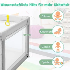 COSTWAY 206 X 185,5cm Baby Laufstall Mit 50 Spielbällen, Laufgitter Mit Atmungsaktivem Netz Und Reißverschluss, Krabbelgitter Mit 2 Türen, Laufgitterzelt Für Säuglinge Und Kinder (Grau) 10 COSTWAY 206 X 185,5cm Baby Laufstall Mit 50 Spielbällen, Laufgitter Mit Atmungsaktivem Netz Und Reißverschluss, Krabbelgitter Mit 2 Türen, Laufgitterzelt Für Säuglinge Und Kinder (Grau) -Barbie Store 88ee87e9072a10154a42d886b28a25e1