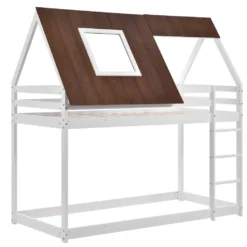 Merax Etagenbett Mit Rechtwinkliger Leiter Und Fallschutz, Dach Und Zäune, Kinderbett 90x200cm Stockbett Hausbett Aus Kiefer, Weiß Und Braun -Barbie Store 895148db86eb6ccc1c428c8f866e965a
