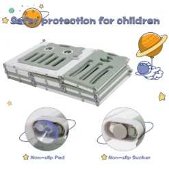 Merax Laufgitter Faltbar Laufstall Baby Absperrgitter 14+2 Paneele Schutzgitter Mit Schaukel, Rutsche, Basketballkorb Und BB-Sound-Knopf, Krabbelgitter Aus Kunststoff Für Kinder, Grün+ Weiß -Barbie Store 895e74f4a07973835a56b59edf29e7c1