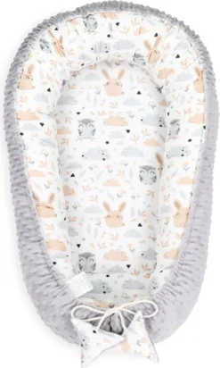 Babynestchen Set Neugeborene 90x50 Cm Minky - Kuschelnest Baby Nestchen 5-teilig Kokon Eule Hellgrau -Barbie Store 8a79c05e3a3138bc437da8f887c4b194