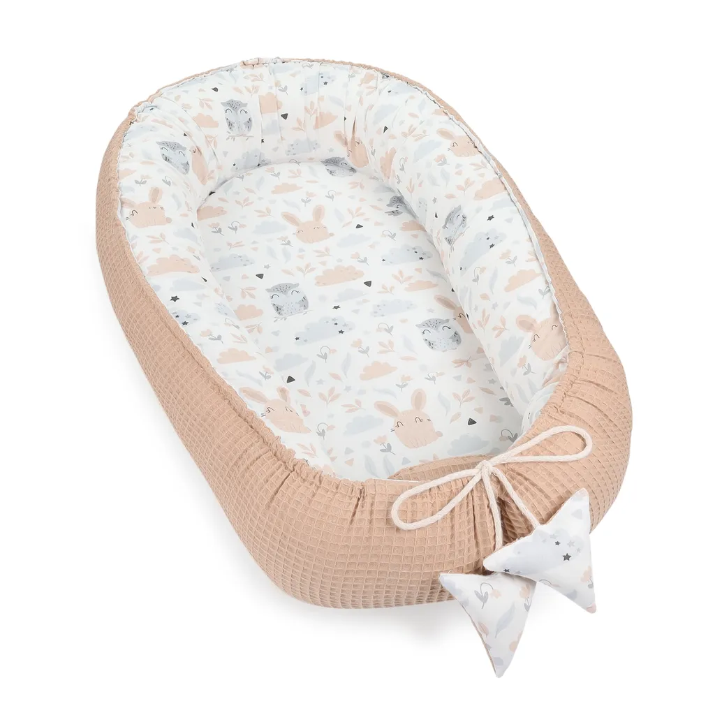 Babynestchen Set Neugeborene 90x50 Cm Waffelbaumwolle - Kuschelnest Baby Nestchen 5-teilig Kokon Eule Braun 4 Babynestchen Set Neugeborene 90x50 Cm Waffelbaumwolle - Kuschelnest Baby Nestchen 5-teilig Kokon Eule Braun – Bild 2