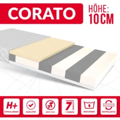 Matratze 90x190 CORATO Höhe 10 Cm Kaltschaum 7 Zonen H2 H3 Kindermatratze Premium Bezug