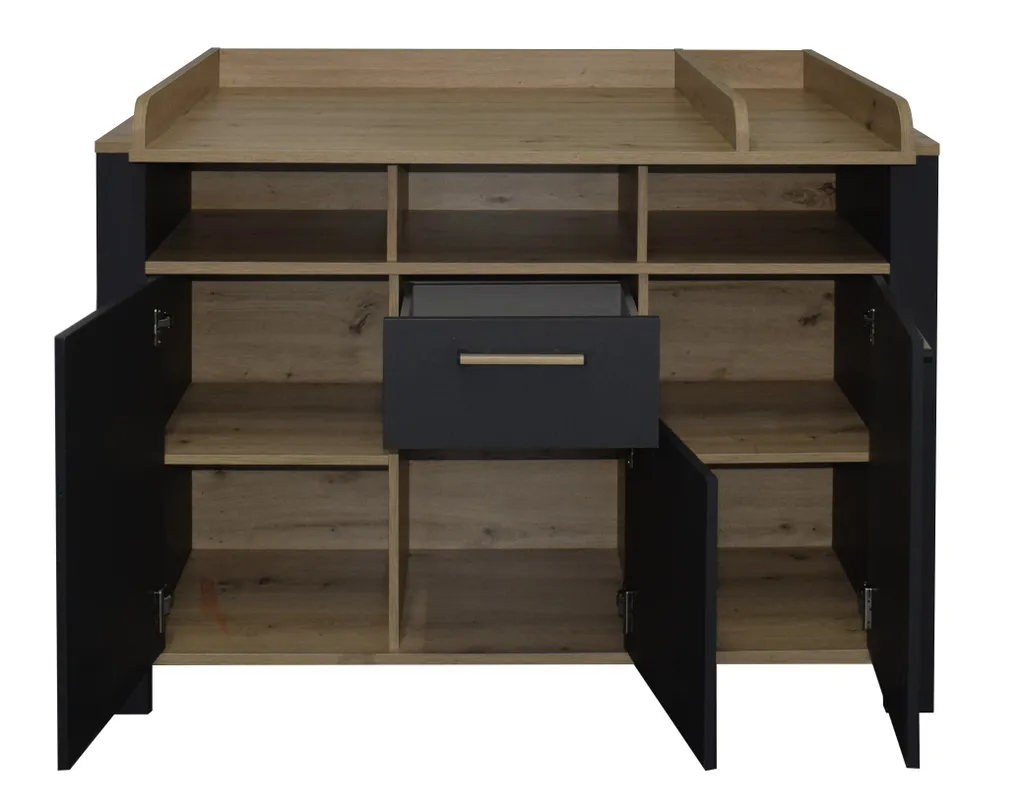 Komplett Babyzimmer Tom In Anthrazit Matt Lack Und Asteiche Komplett Set, Babyzimmermöbel Komplett 6 Komplett Babyzimmer Tom In Anthrazit Matt Lack Und Asteiche Komplett Set, Babyzimmermöbel Komplett – Bild 4