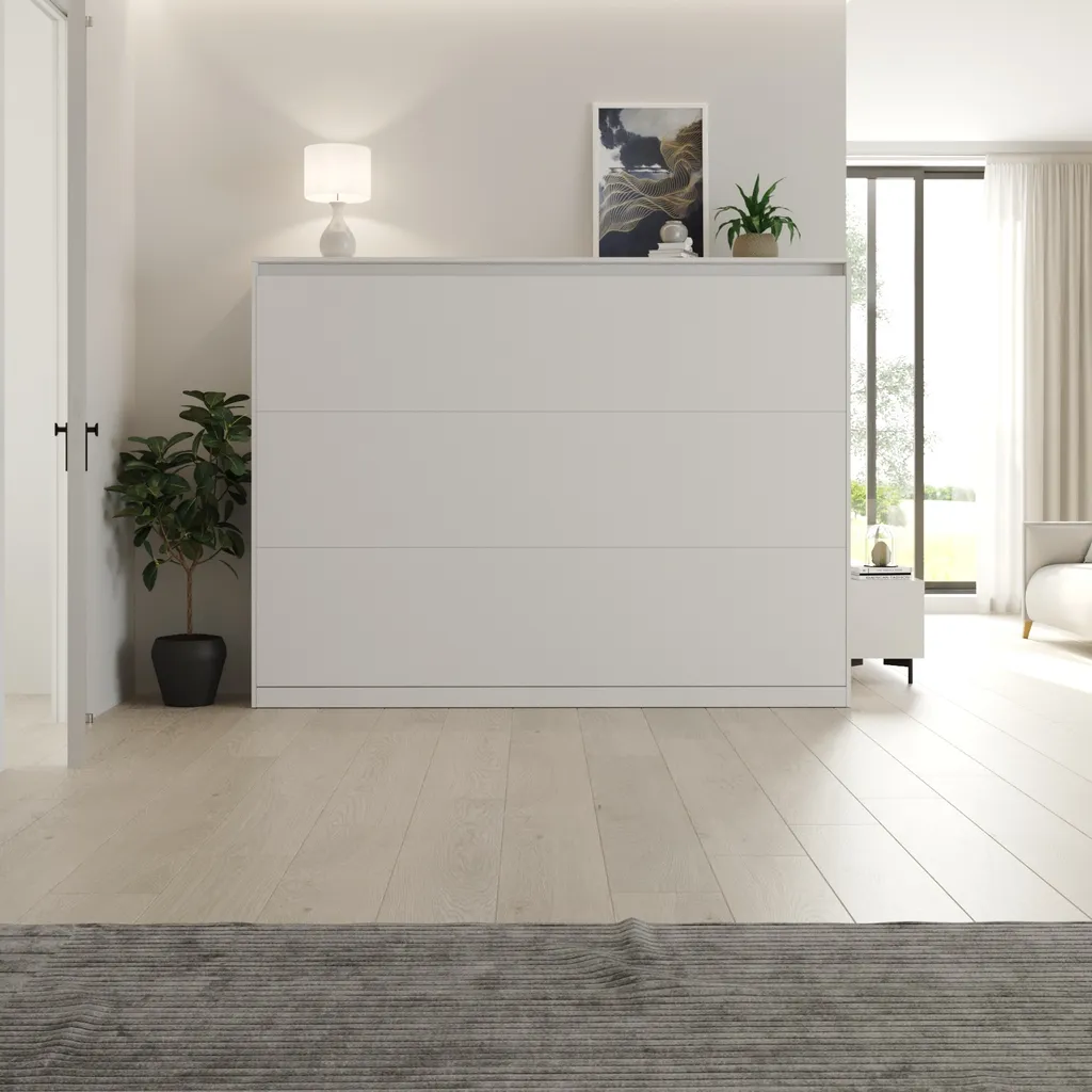 Schrankbett 140x200 Cm Horizontal Weiß Mit GASDRUCKFEDERN Platzsparendes Wandklappbett 3 Schrankbett 140x200 Cm Horizontal Weiß Mit GASDRUCKFEDERN Platzsparendes Wandklappbett