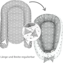 Babynest Kokon Neugeborene 90 X 50 Cm - Handmade Kuschelnest Baby Nestchen Aus Baumwolle Sternchen Grau-Weiß -Barbie Store 90817d471b7a649670623a54cb926808