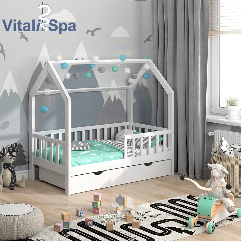 VitaliSpa Kinderbett Hausbett Spielbett Wiki 80x160 Inkl Matratze 2 Schubladen 6 VitaliSpa Kinderbett Hausbett Spielbett Wiki 80x160 Inkl Matratze 2 Schubladen – Bild 4