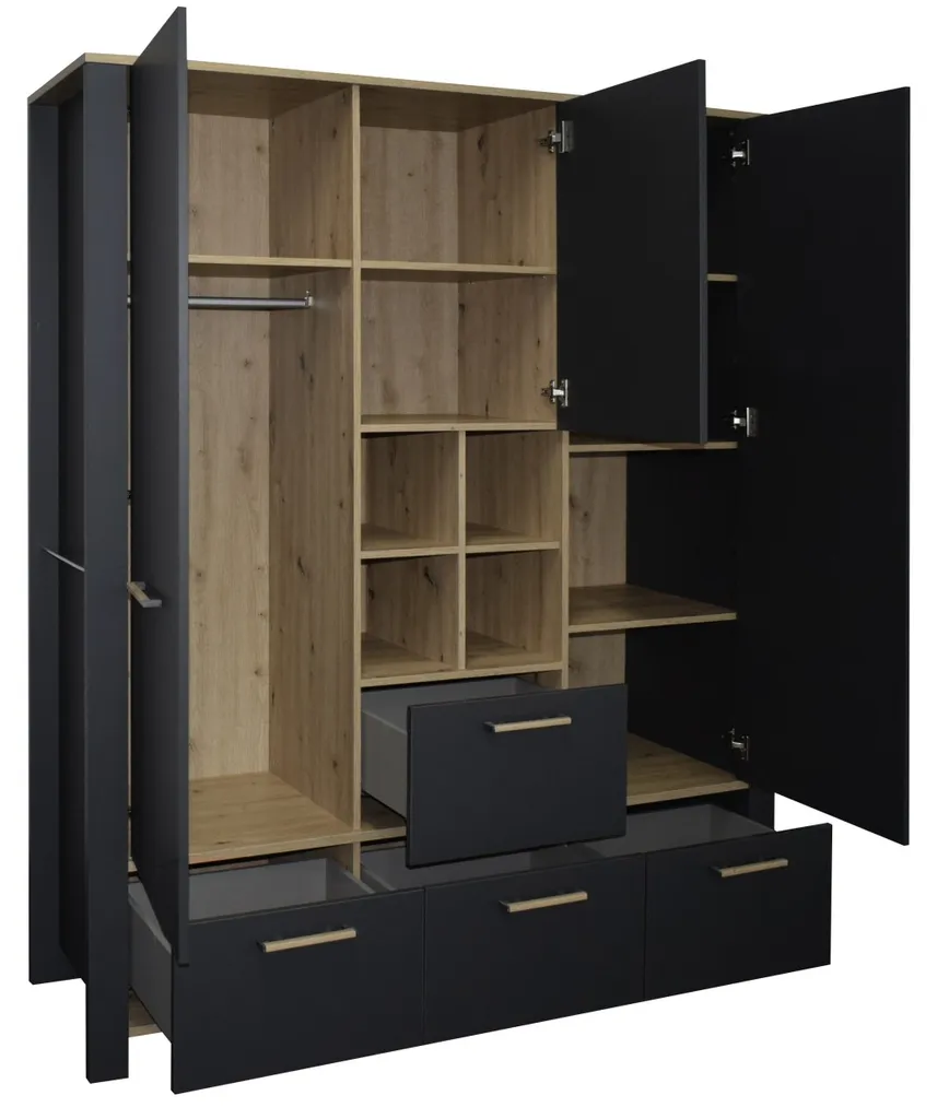 Komplett Babyzimmer Tom In Anthrazit Matt Lack Und Asteiche Komplett Set, Babyzimmermöbel Komplett 5 Komplett Babyzimmer Tom In Anthrazit Matt Lack Und Asteiche Komplett Set, Babyzimmermöbel Komplett – Bild 3