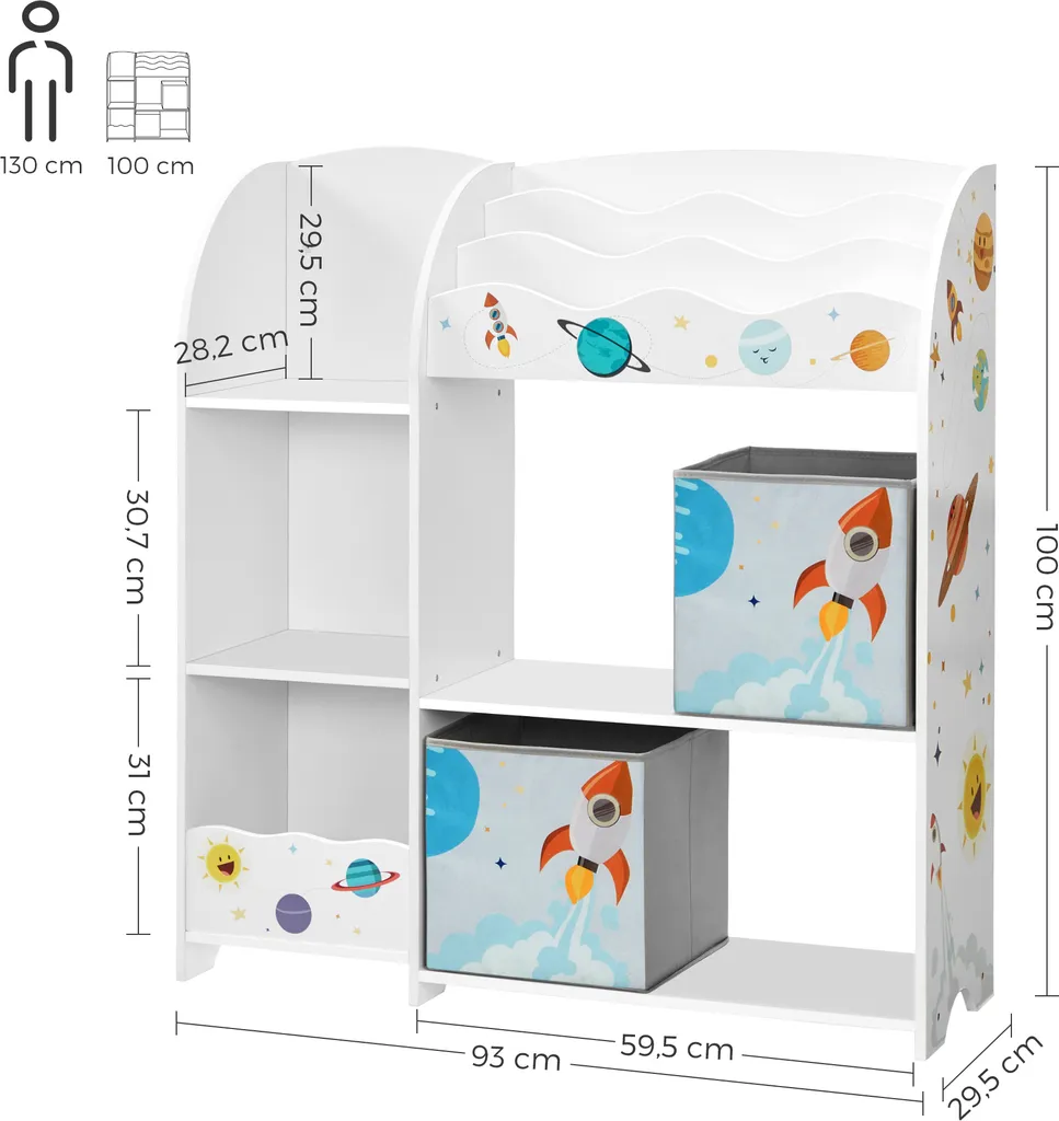 SONGMICS Kinderzimmerregal Kinderregal Bücherregal Für Kinder Mit 2 Boxen Spielzeug-Organizer Multifunktionale Ablage Mit 2 Aufbewahrungsboxen Weiß GKR42WT 4 SONGMICS Kinderzimmerregal Kinderregal Bücherregal Für Kinder Mit 2 Boxen Spielzeug-Organizer Multifunktionale Ablage Mit 2 Aufbewahrungsboxen Weiß GKR42WT – Bild 2