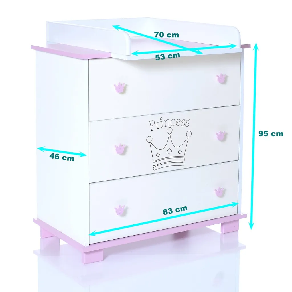 LCP Kids Baby Wickelkommode Prinzessin Rosa 4 LCP Kids Baby Wickelkommode Prinzessin Rosa – Bild 2