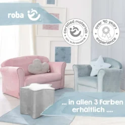 Roba Kindersofa „Lil Sofa“ Mit Armlehnen, Bequeme Kindercouch Mit Rosa Samtstoff Bezogen -Barbie Store 939d66b927465ab2843b86703d5b6d70