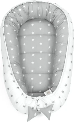Babynest Kokon Neugeborene 90 X 50 Cm - Handmade Kuschelnest Baby Nestchen Aus Baumwolle Sternchen Grau-Weiß -Barbie Store 93b8ec46ffdd7965f0438750ea5f970d