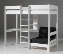 Vipack Hochbett Pino Mit Schreibplatte Und Sesselbett - Kiefer Massiv Weiß Lackiert, Maße: 208 Cm X 175 Cm X 206 Cm; PIOLZB14 -Barbie Store 960f19d4876ba2ac983178c0f0a1ba7e