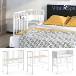 Vitalispa Beistellbett + Matratze + Nestchen Sophie Weiß 94 X 96 X 42,5 Cm Massivholz