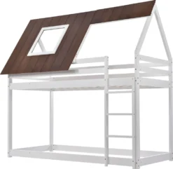 Merax Etagenbett Mit Rechtwinkliger Leiter Und Fallschutz, Dach Und Zäune, Kinderbett 90x200cm Stockbett Hausbett Aus Kiefer, Weiß Und Braun -Barbie Store 9759d868f5a6463cfe31c2b71bc2f20f
