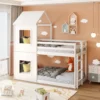 Merax Etagenbett 90x200 Cm Hochbett Mit Treppe Und Lattenrost, Dach Und Rausfallschutz, Kieferholzbett Kinderbett Für 2 Kinder, Weiß -Barbie Store 98523f1de779dbeaa59dd6e291de4108