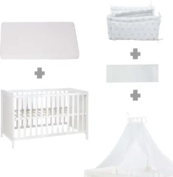 Roba Mulitfunktionsbett Sterne Grau Mit Beistellfunktion, Lattenrost, Matratze, Bettreduzierer, Himmel, Himmelstange, Kinderbett, Anstellbett, Babybett, Höhenverstellbar, Liegefläche 60x120 Cm, Weiß 17 Roba Mulitfunktionsbett Sterne Grau Mit Beistellfunktion, Lattenrost, Matratze, Bettreduzierer, Himmel, Himmelstange, Kinderbett, Anstellbett, Babybett, Höhenverstellbar, Liegefläche 60x120 Cm, Weiß -Barbie Store 9852938866666718c79569b2bcf719fd