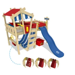 WICKEY Kinderbett Hochbett CrAzY Hutty Mit Rutsche Hausbett 90 X 200 Cm, Etagenbett - Blau -Barbie Store 9afc8c7e57985e7e2f28c1dea9b45ab9