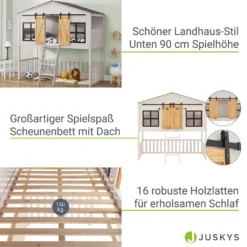 Juskys Kinderbett Farmhaus 90 X 200 Cm Mit Treppe, Dach & Fenster – Hochbett Rosa Für Kinder – Lattenrost Bis 150 Kg – Hausbett Aus Massivholz 25 Juskys Kinderbett Farmhaus 90 X 200 Cm Mit Treppe, Dach & Fenster – Hochbett Rosa Für Kinder – Lattenrost Bis 150 Kg – Hausbett Aus Massivholz -Barbie Store 9afcb699bde190816c0c3f4c1d3edf24