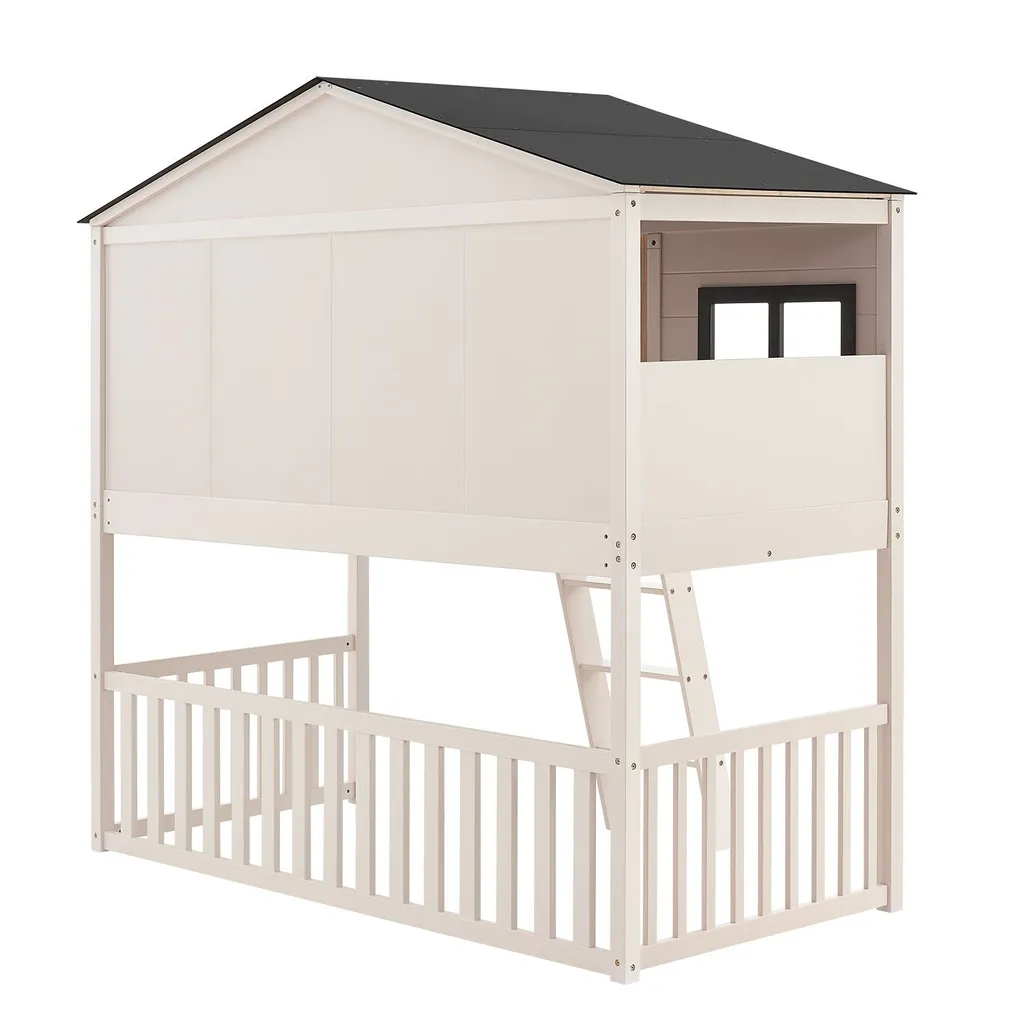 Juskys Kinderbett Farmhaus 90 X 200 Cm Mit Treppe, Dach & Fenster – Hochbett Rosa Für Kinder – Lattenrost Bis 150 Kg – Hausbett Aus Massivholz 11 Juskys Kinderbett Farmhaus 90 X 200 Cm Mit Treppe, Dach & Fenster – Hochbett Rosa Für Kinder – Lattenrost Bis 150 Kg – Hausbett Aus Massivholz – Bild 9