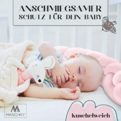 MASCHKY | Bettschlange Geflochten – Bettumrandung Babybett 2m Rosa – Weiches Nestchen Baby + Wäschenetz – Babybett Umrandungen + Tragetasche -Barbie Store 9b903b37258ce13e894a28294c0f968c