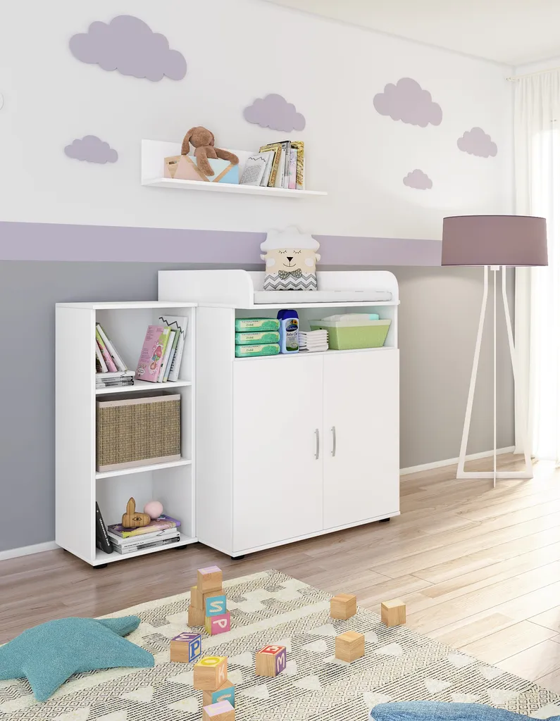 Nonjoo - Baby Zimmer Lunis Kommode Mit Wickelaufsatz Und Wandboard 4 Nonjoo - Baby Zimmer Lunis Kommode Mit Wickelaufsatz Und Wandboard – Bild 2