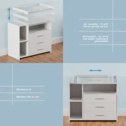 Infantastic® Wickelkommode Mit 3 Schubladen Und 3 Fächern, Ca. 113 X 53 X 101.6 Cm, Inkl. Wickelaufsatz Abnehmbar, Weiß - Baby Kommode, Babymöbel, Wickeltisch -Barbie Store 9e12aedb6320396d8cf1cb368f73b87a