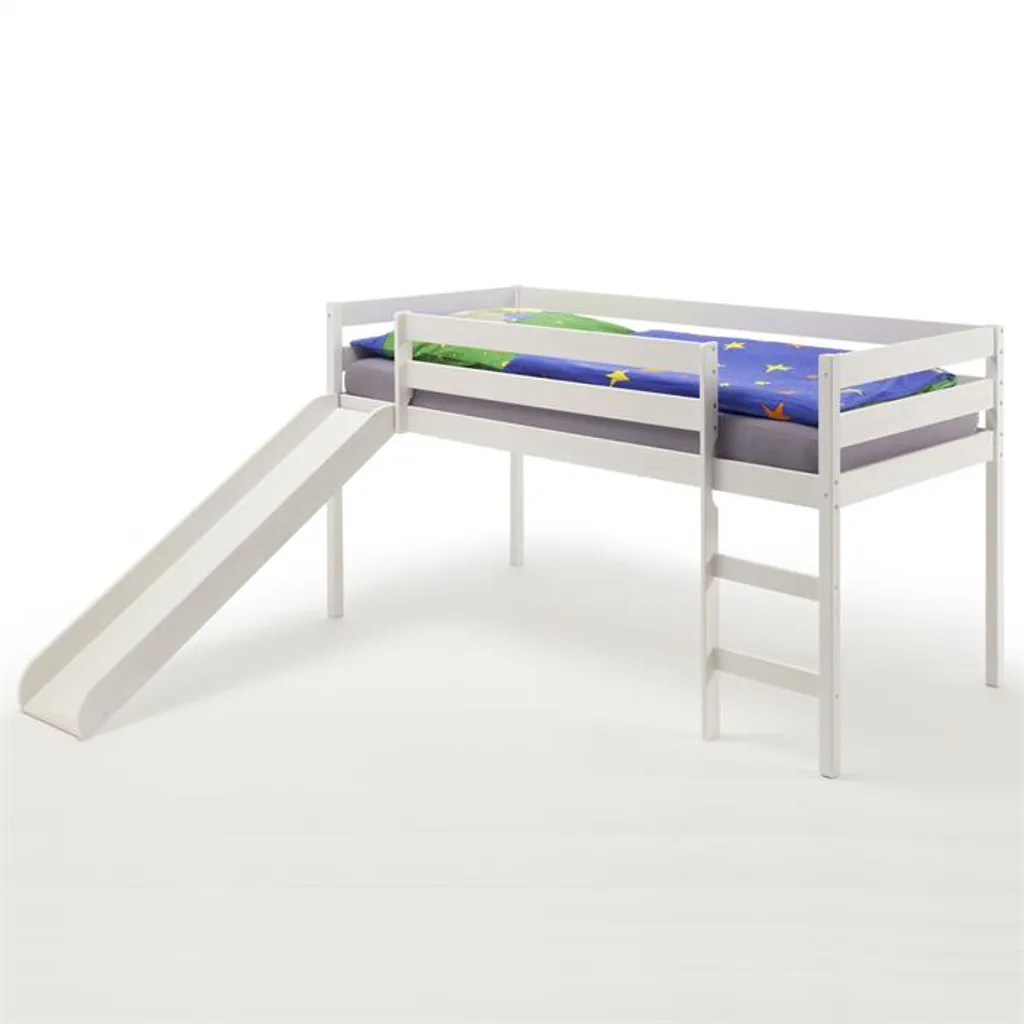 Hochbett Mit Rutsche Bett Mit Rutsche BENN Kiefer Massiv In Weiss Lackiert 90 X 200 Cm (B X L) 5 Hochbett Mit Rutsche Bett Mit Rutsche BENN Kiefer Massiv In Weiss Lackiert 90 X 200 Cm (B X L) – Bild 3
