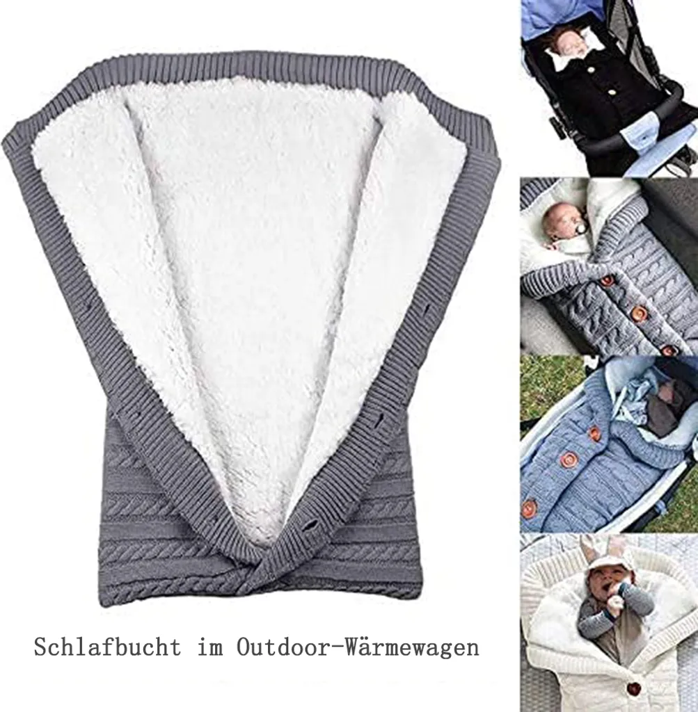 Baby Neugeborene Gestrickte Wickeldecke Schlafsack Kinderwagen Kinderwagen Babytrage 6 Baby Neugeborene Gestrickte Wickeldecke Schlafsack Kinderwagen Kinderwagen Babytrage – Bild 4