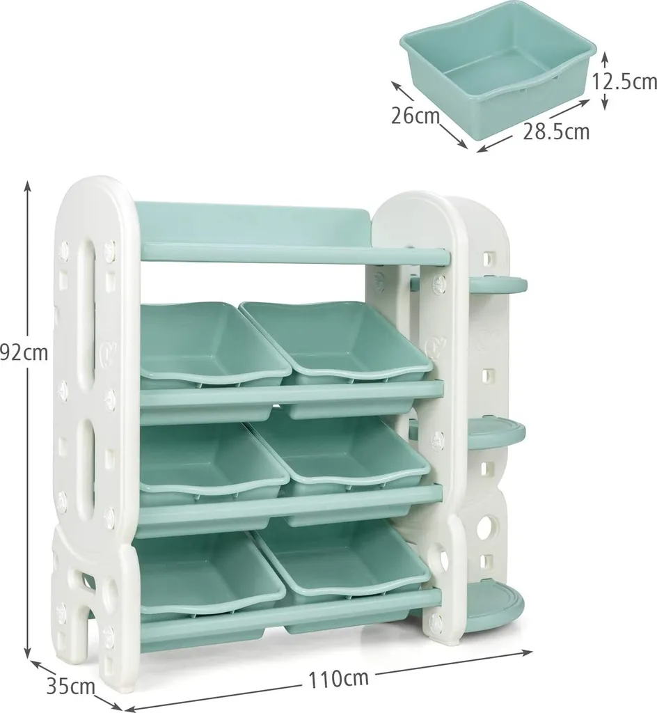 COSTWAY Kinder Spielzeugregal Mit 6 Aufbewahrungsboxen Und 4 Ablagen, Eckregal Aus Kunststoff, Kinderregal, Aufbewahrungsregal Ideal Für Kinderzimmer Und Kindergarten 6 COSTWAY Kinder Spielzeugregal Mit 6 Aufbewahrungsboxen Und 4 Ablagen, Eckregal Aus Kunststoff, Kinderregal, Aufbewahrungsregal Ideal Für Kinderzimmer Und Kindergarten – Bild 4