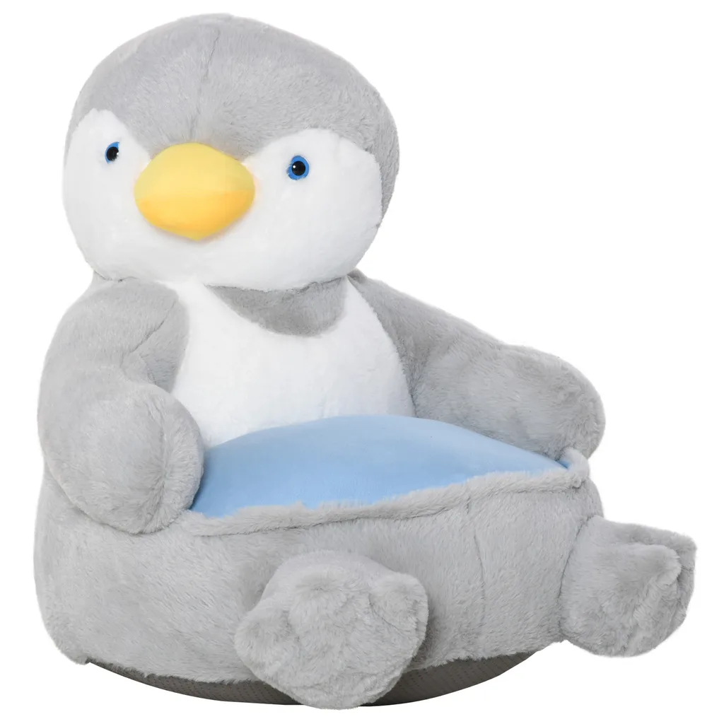 HOMCOM Plüsch-Kindersessel Plüschtier Kinderstuhl Sofa Pinguin Für Spielzimmer Kinderzimmer Für 18-36 Monaten Hellgrau+Blau 59 X 50 X 59 Cm 3 HOMCOM Plüsch-Kindersessel Plüschtier Kinderstuhl Sofa Pinguin Für Spielzimmer Kinderzimmer Für 18-36 Monaten Hellgrau+Blau 59 X 50 X 59 Cm
