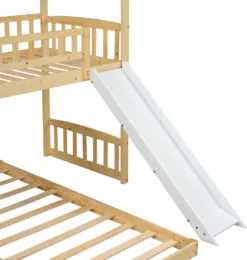 Merax Etagenbett 90x200cm Kinderbett Mit Rutsche, Treppe Mit Stauraum, Fallschutz Und Handlauf, Hausbett Aus Massivholz In Natur Und Weiß, 2 Einzelbetten Stockbett Für Kinderzimmer -Barbie Store a1cfe95d59f104786af14e29534ae330