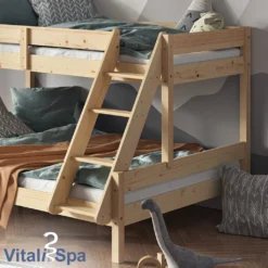 VitaliSpa Hochbett Everest Natur 140x200 Cm Massivholz -Barbie Store a291cfcea1e4e82d08c5d344cc567f54