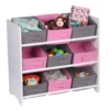Holz Kinderregal In Weiß Mit Stoffkisten - Rosa / 65 X 60 Cm - Stand Regal In Weiß Mit 3 Etagen Und 9 Boxen